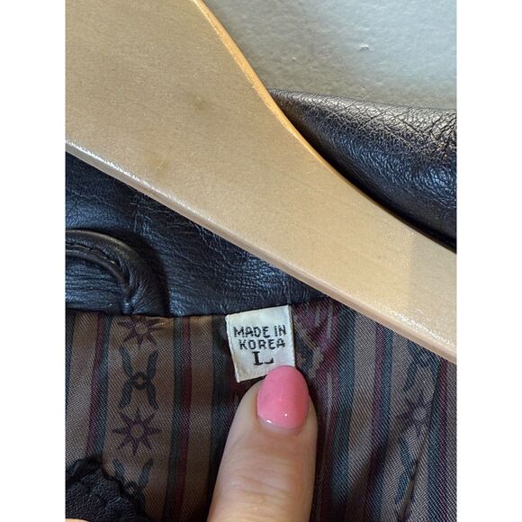 Roundtree & Yorke Vintage Leather Jacket Men's Size Large Black Full Zip Moto - Picture 4 of 7